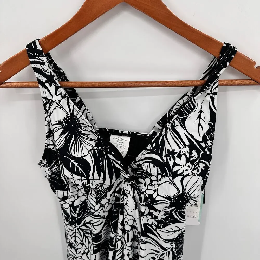 Swim Solutions NWT Flyaway Swim Dress in Black & White Print  // 8